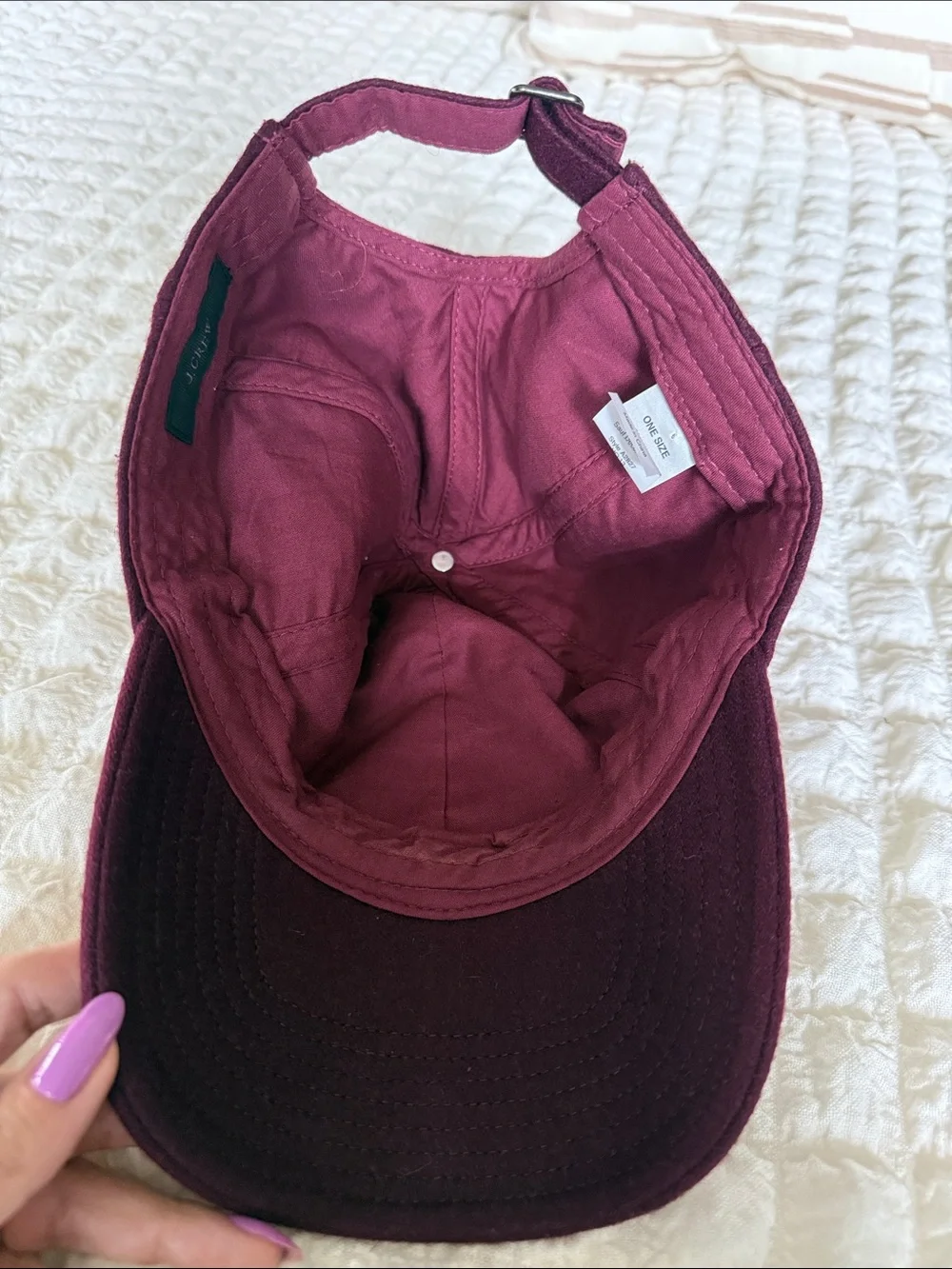 J. Crew Maroon Baseball Cap with Silver Embroidery